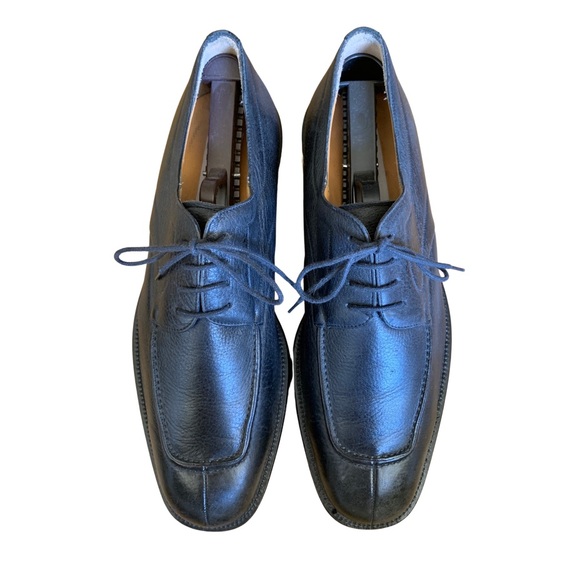 Mezlan Black Pebbled Leather Derby Shoes - Picture 2 of 6